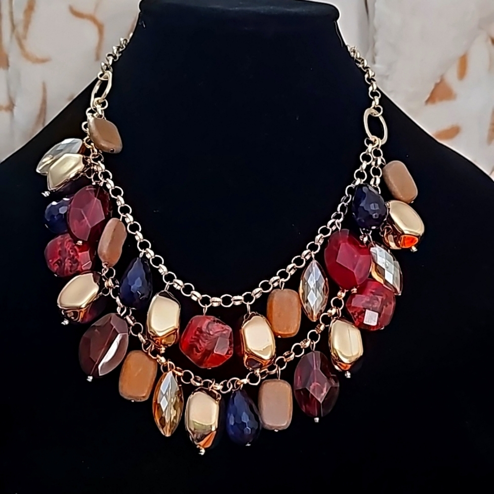 NWT SAKS FITH AVENUE Goldtone And Jewl Necklace - Picture 8 of 8